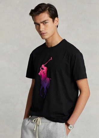 Černé pánské trička Ralph Lauren Classic Fit Big Pony Jersey