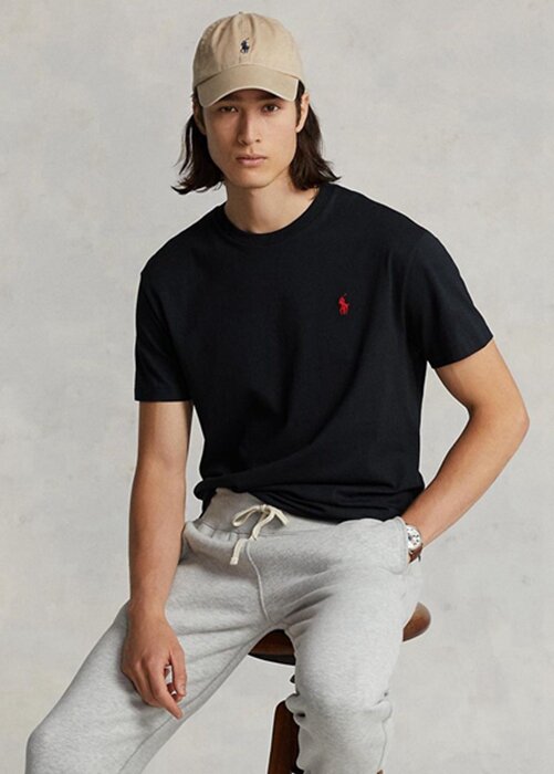 Černé pánské trička Ralph Lauren Classic Fit Jersey s výstřihem Černé pánské trička Ralph Lauren Classic Fit Jersey s výstřihem