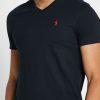 Černá pánská trička Ralph Lauren Essential s výstřihem do V