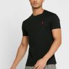 Černá pánská trička Ralph Lauren s vyšívaným logem s výstřihem