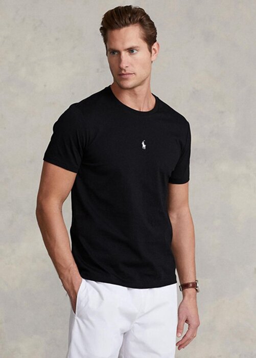 Černá pánská trička Slim Fit Crewneck Ralph Lauren Custom Černá pánská trička Slim Fit Crewneck Ralph Lauren Custom