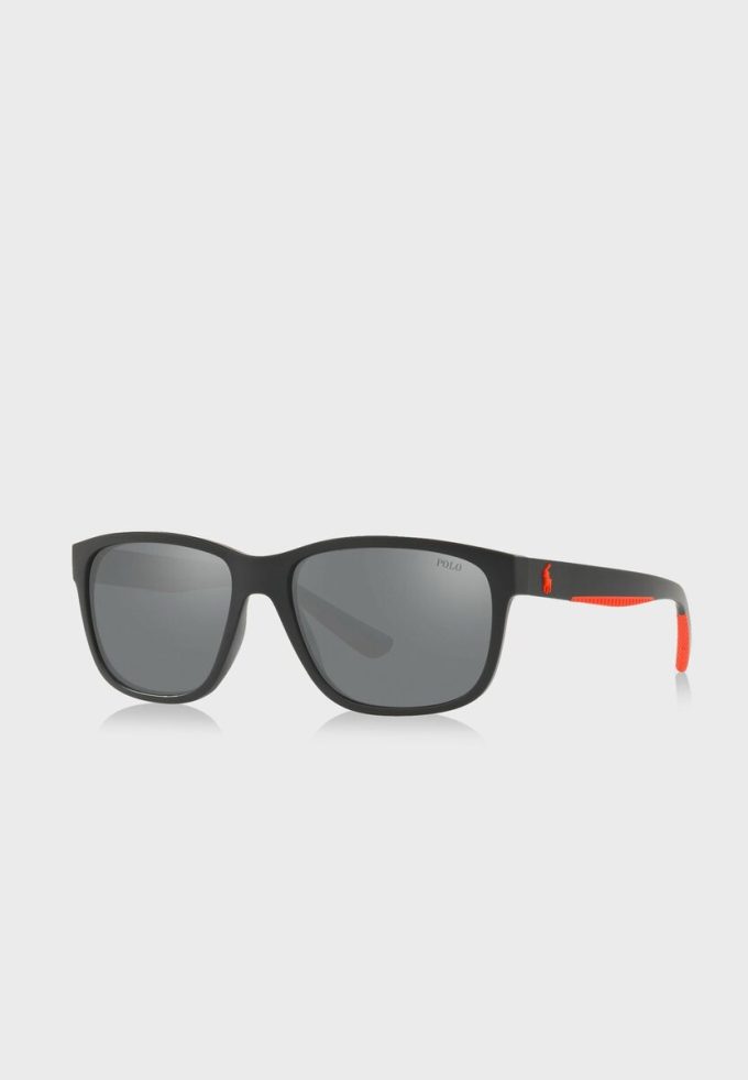 Černé pánské čtvercové sluneční brýle Ralph Lauren 57326G
