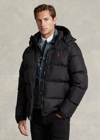 Černé pánské vodoodpudivé péřové bundy Ralph Lauren