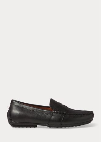 Černé pánské volnočasové boty Ralph Lauren Reynold Full-Grain Driver