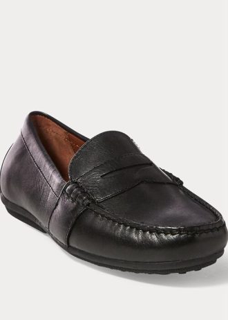 Černé pánské volnočasové boty Ralph Lauren Reynold Full-Grain Driver