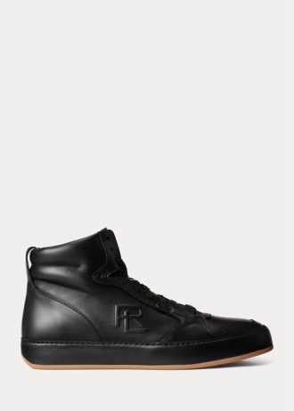 Černé pánské vysoké tenisky Ralph Lauren Jaemyn Calfskin