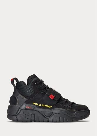 Černé pánské vysoké tenisky Ralph Lauren PS100