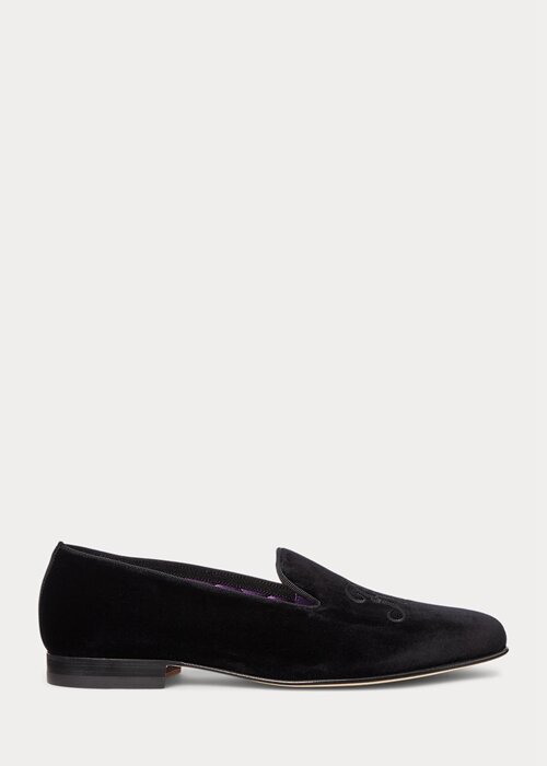 Černé pánské vyšívané sametové společenské boty Ralph Lauren Alonzo Černé pánské vyšívané sametové společenské boty Ralph Lauren Alonzo