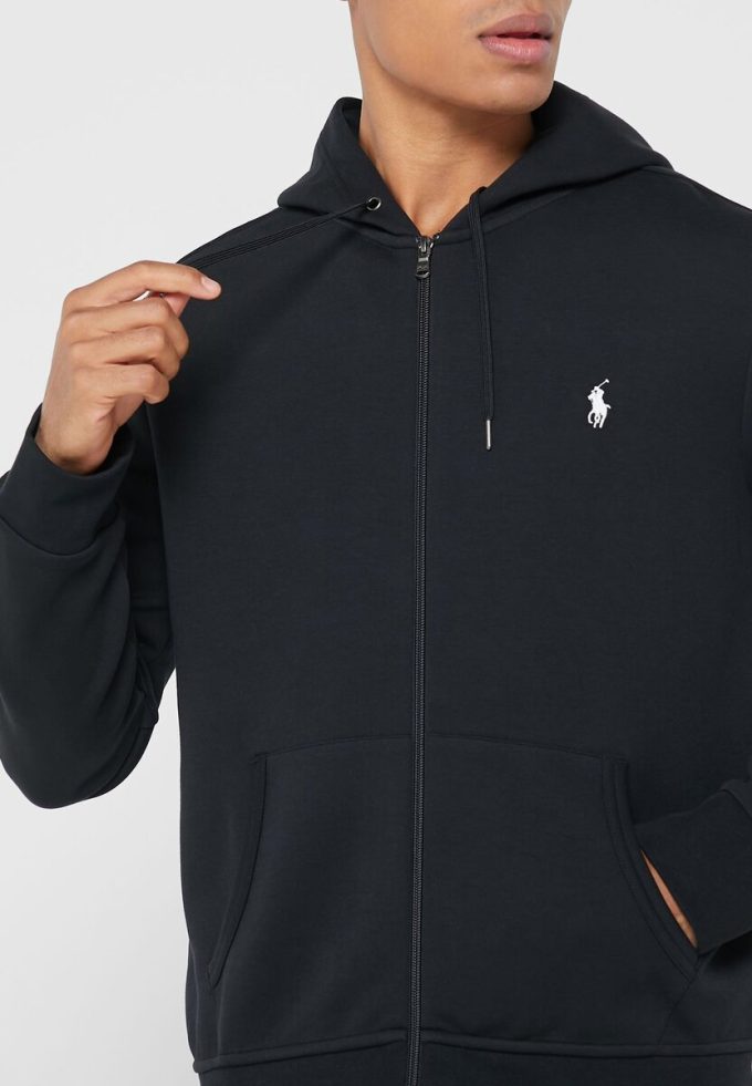 Černá pánská základní mikina Ralph Lauren s kapucí Černá pánská základní mikina Ralph Lauren s kapucí