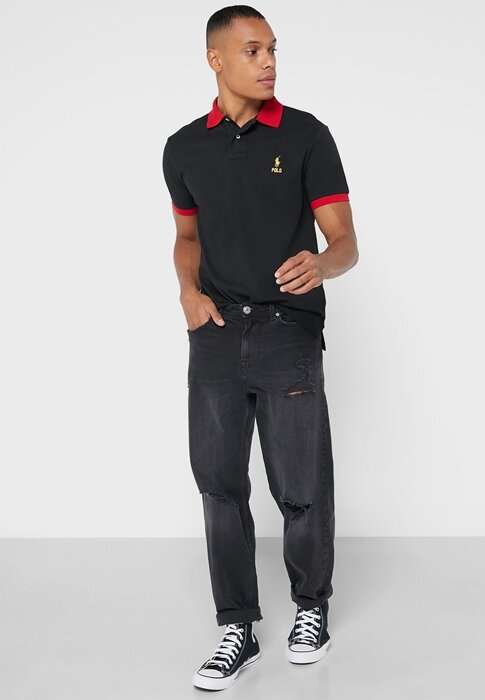 Černá pánská základní trička Ralph Lauren Černá pánská základní trička Ralph Lauren