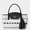 Černá/Sněhově bílá Dámské Velké kabelky Perri Tote Bags Ralph Lauren Geo-Motif Tkané kožené