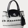 Černá/Sněhově bílá Dámské Velké kabelky Perri Tote Bags Ralph Lauren Geo-Motif Tkané kožené