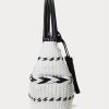 Černá/Sněhově bílá Dámské Velké kabelky Perri Tote Bags Ralph Lauren Geo-Motif Tkané kožené