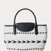 Černá/Sněhově bílá Dámské Velké kabelky Perri Tote Bags Ralph Lauren Geo-Motif Tkané kožené