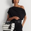 Černá/Sněhově bílá Dámské Velké kabelky Perri Tote Bags Ralph Lauren Geo-Motif Tkané kožené