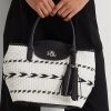 Černá/Sněhově bílá Dámské Velké kabelky Perri Tote Bags Ralph Lauren Geo-Motif Tkané kožené