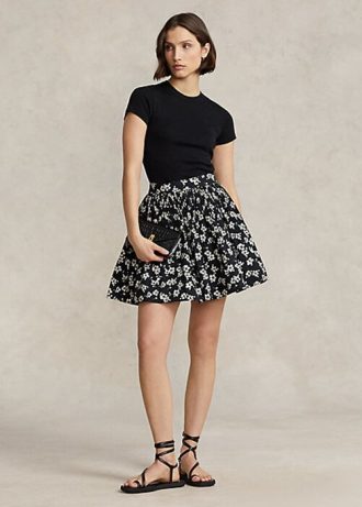 Černo/bílé dámské květinové sukně A-Line Ralph Lauren Černo/bílé dámské květinové sukně A-Line Ralph Lauren