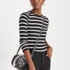 Černo/bílé dámské pruhované topy na knoflíky a ramena Ralph Lauren