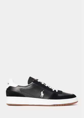 Černo/bílé pánské kožené semišové tenisky Ralph Lauren Court