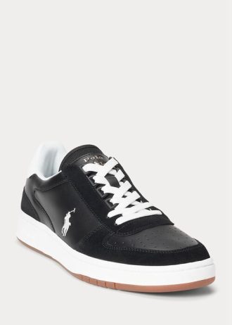 Černo/bílé pánské kožené semišové tenisky Ralph Lauren Court