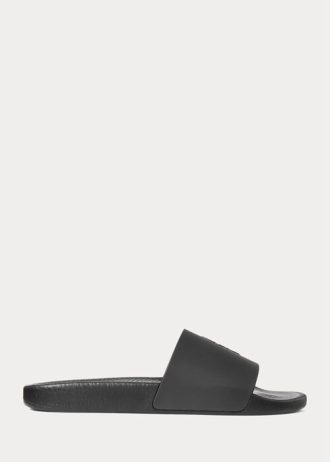 Černo/bílé pánské pantofle Ralph Lauren Signature Pony