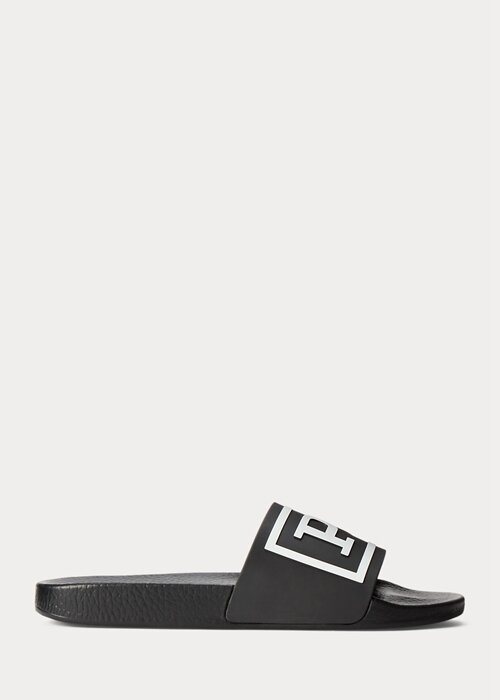Černo/bílé pánské pantofle s logem Ralph Lauren Černo/bílé pánské pantofle s logem Ralph Lauren