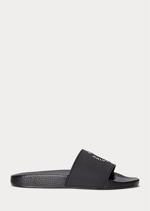 Černo/bílé pánské pantofle s logem Ralph Lauren Černo/bílé pánské pantofle s logem Ralph Lauren