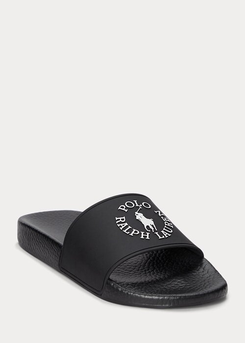 Černo/bílé pánské pantofle s logem Ralph Lauren Černo/bílé pánské pantofle s logem Ralph Lauren