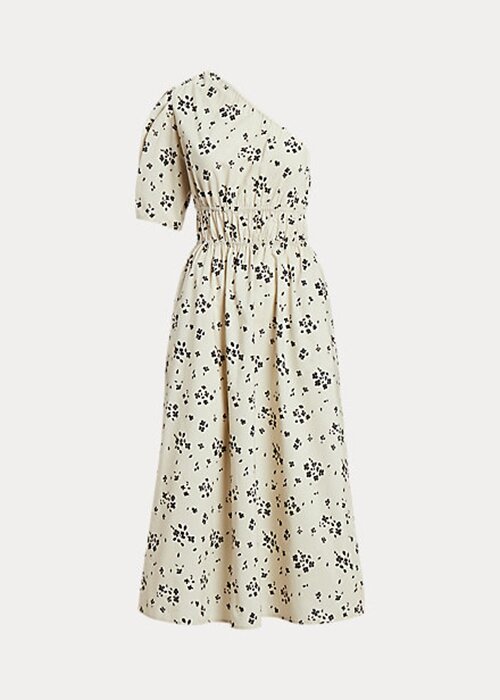 Černo/béžové dámské květinové asymetrické košilové popelínové šaty Ralph Lauren Černo/béžové dámské květinové asymetrické košilové popelínové šaty Ralph Lauren