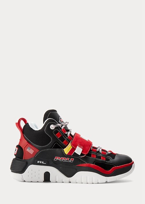 Černo/červené pánské vysoké tenisky Ralph Lauren PS100 Černo/červené pánské vysoké tenisky Ralph Lauren PS100