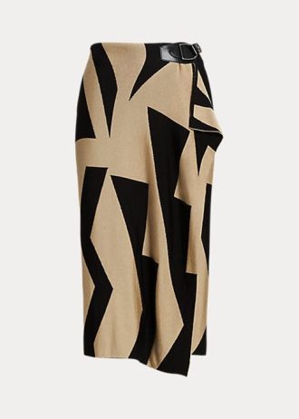 Černo/hnědé dámské tužkové sukně Ralph Lauren Geo-Print z bavlněné směsi Černo/hnědé dámské tužkové sukně Ralph Lauren Geo-Print z bavlněné směsi