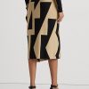 Černo/hnědé dámské tužkové sukně Ralph Lauren Geo-Print z bavlněné směsi Černo/hnědé dámské tužkové sukně Ralph Lauren Geo-Print z bavlněné směsi