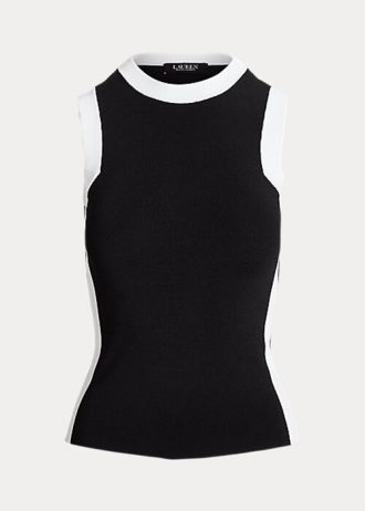 Černobílé dámské dvoubarevné svetry bez rukávů Ralph Lauren