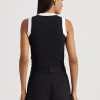 Černobílé dámské dvoubarevné svetry bez rukávů Ralph Lauren Černobílé dámské dvoubarevné svetry bez rukávů Ralph Lauren