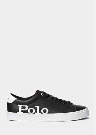 Černobílé pánské kožené tenisky Ralph Lauren Longwood Logo