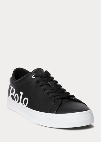 Černobílé pánské kožené tenisky Ralph Lauren Longwood Logo