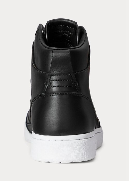 Černobílé pánské kožené vysoké tenisky Ralph Lauren Court Černobílé pánské kožené vysoké tenisky Ralph Lauren Court
