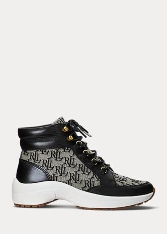 Černošedé dámské vysoké tenisky Ralph Lauren Rylee Monogram Jacquard Černošedé dámské vysoké tenisky Ralph Lauren Rylee Monogram Jacquard