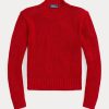 Červené dámské bavlněné svetry Ralph Lauren s výstřihem Červené dámské bavlněné svetry Ralph Lauren s výstřihem