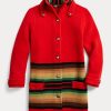 Červené dámské kabáty z vlny Ralph Lauren