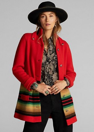Červené dámské kabáty z vlny Ralph Lauren