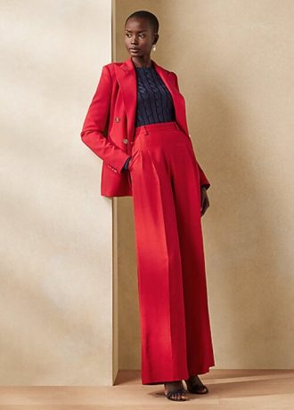 Červené dámské kalhoty Ralph Lauren Graciela Silk Shantung