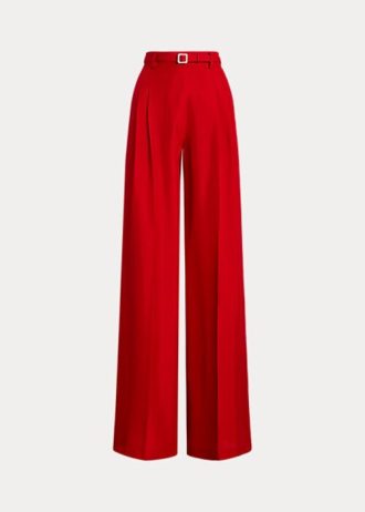 Červené dámské kalhoty Ralph Lauren Graciela Silk Shantung
