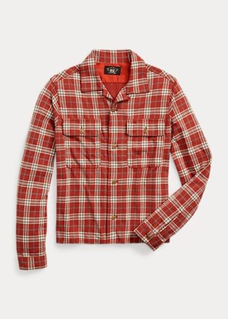 Červené dámské košile Ralph Lauren s kostkovaným potiskem Jersey Camp