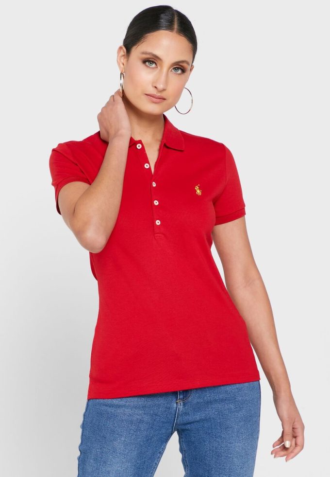 Červené dámské polokošile Ralph Lauren Button Detail Shirt