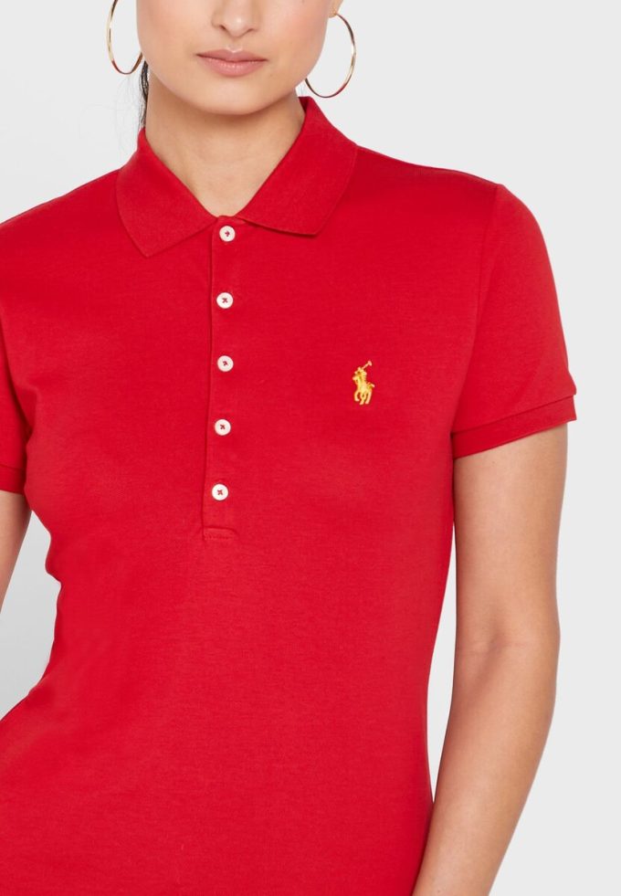 Červené dámské polokošile Ralph Lauren Button Detail Shirt