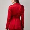 Červené dámské saténové bundy Ralph Lauren Quinton s páskem