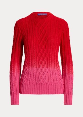 Červené dámské svetry Ralph Lauren Lunar New Year kabel-pletené
