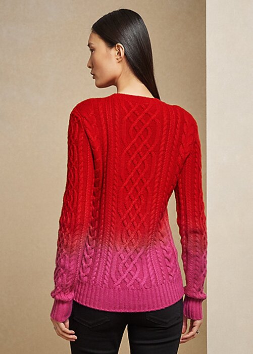 Červené dámské svetry Ralph Lauren Lunar New Year kabel-pletené Červené dámské svetry Ralph Lauren Lunar New Year kabel-pletené