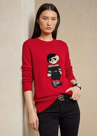 Červené dámské svetry Ralph Lauren unar New Year Bear